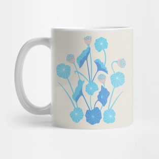 LOTUS POND Japanese Zen Buddhism Lotus Leaves Floral Botanical in Blue Blush Gray White - UnBlink Studio by Jackie Tahara Mug